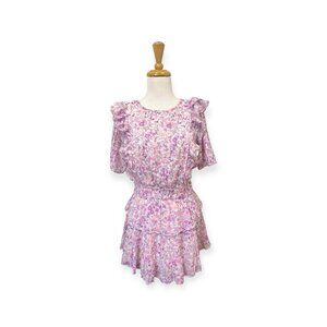 LoveShackFancy Natasha Floral Mini Dress Size S Small Pink Purple